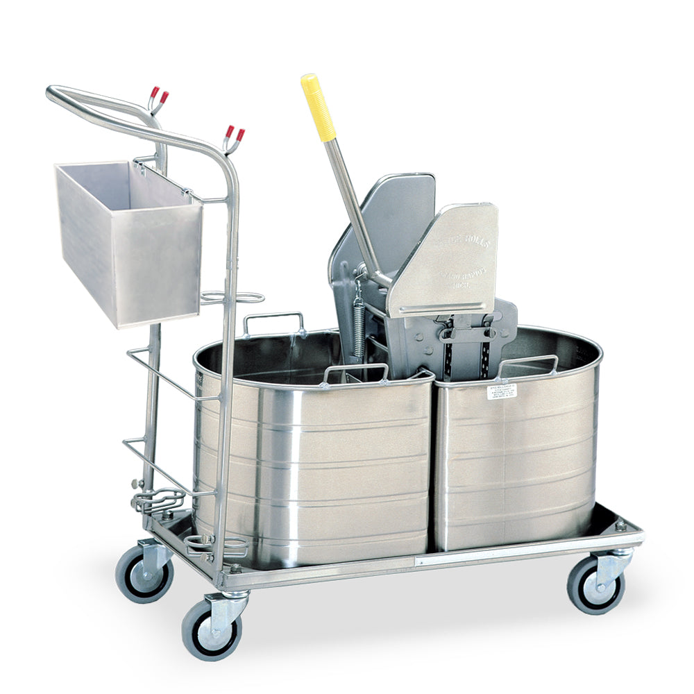 Stainless Steel 1C Half-Oval Double Tank/Wringer Mopping Unit