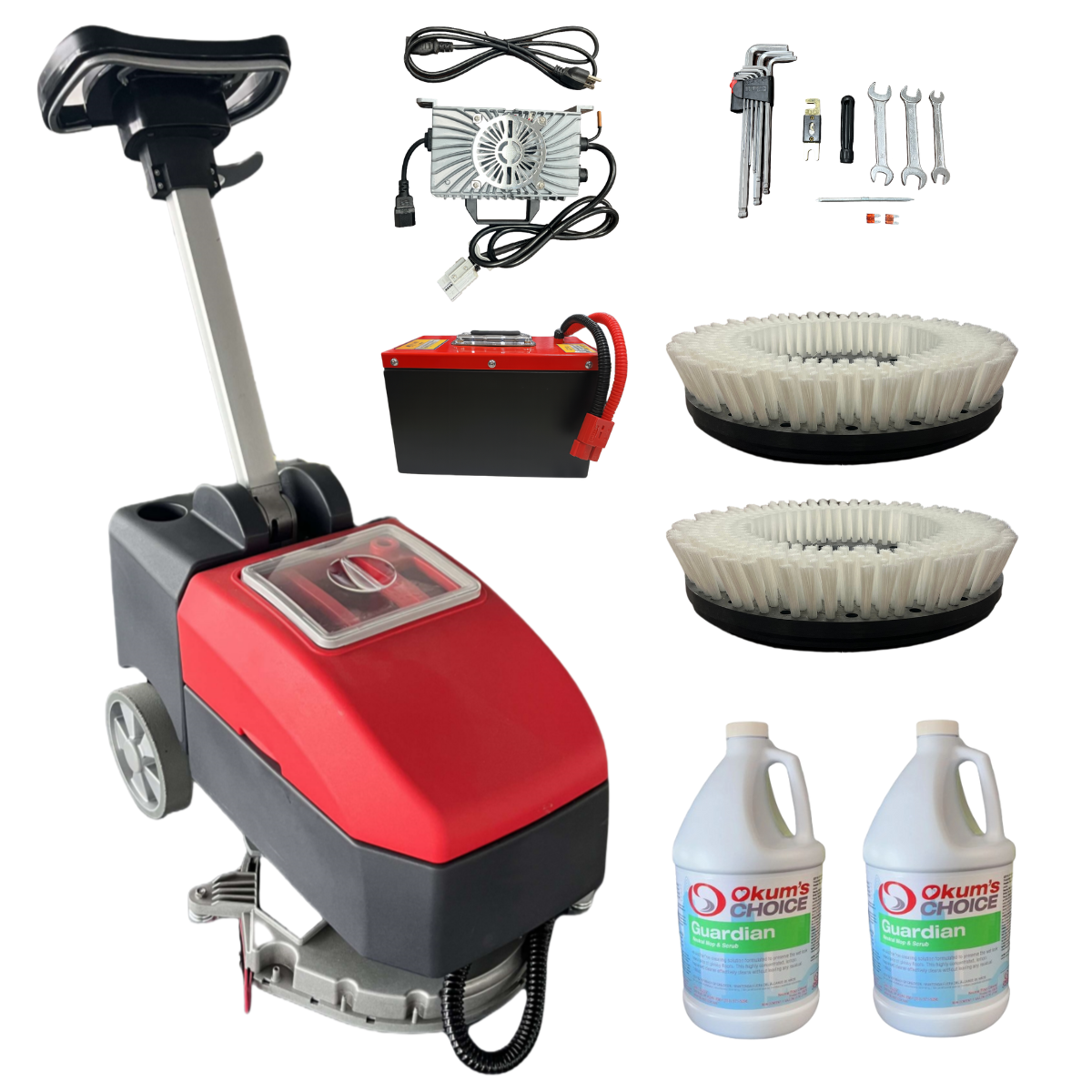 Battery Powered 13" Auto Scrubber - 5 Year Warranty - Complete Part Bundle