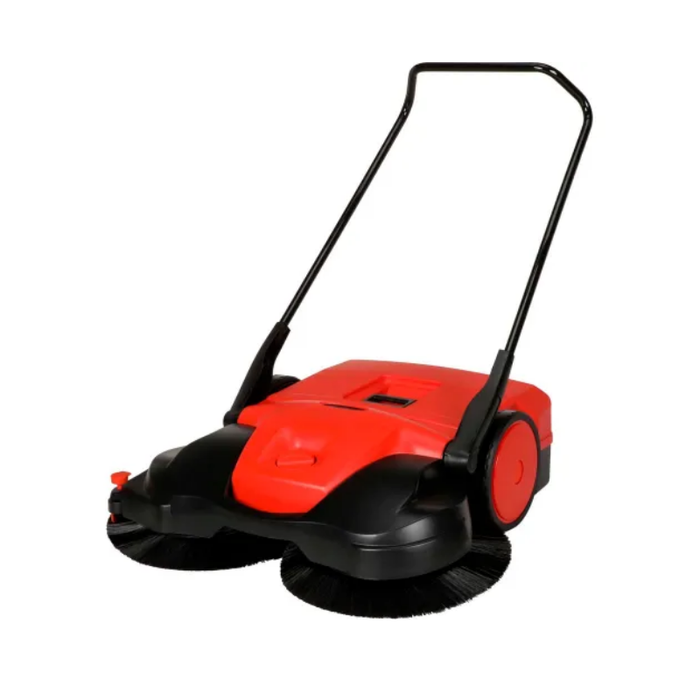 38" Deluxe Triple Brush Push Power Sweeper - 13.2 GAL Debris Container - Brush Height Adjustment