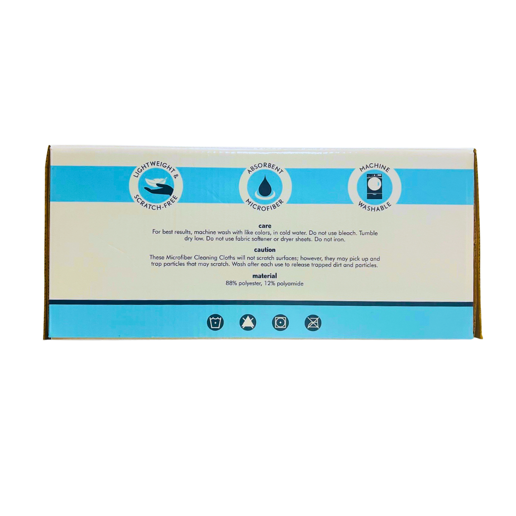 Disposable Blue Microfiber Cloth - 12" x 12" - Box of 50