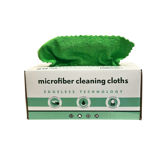 Disposable Green Microfiber Cloth - 12" x 12" - Box of 50