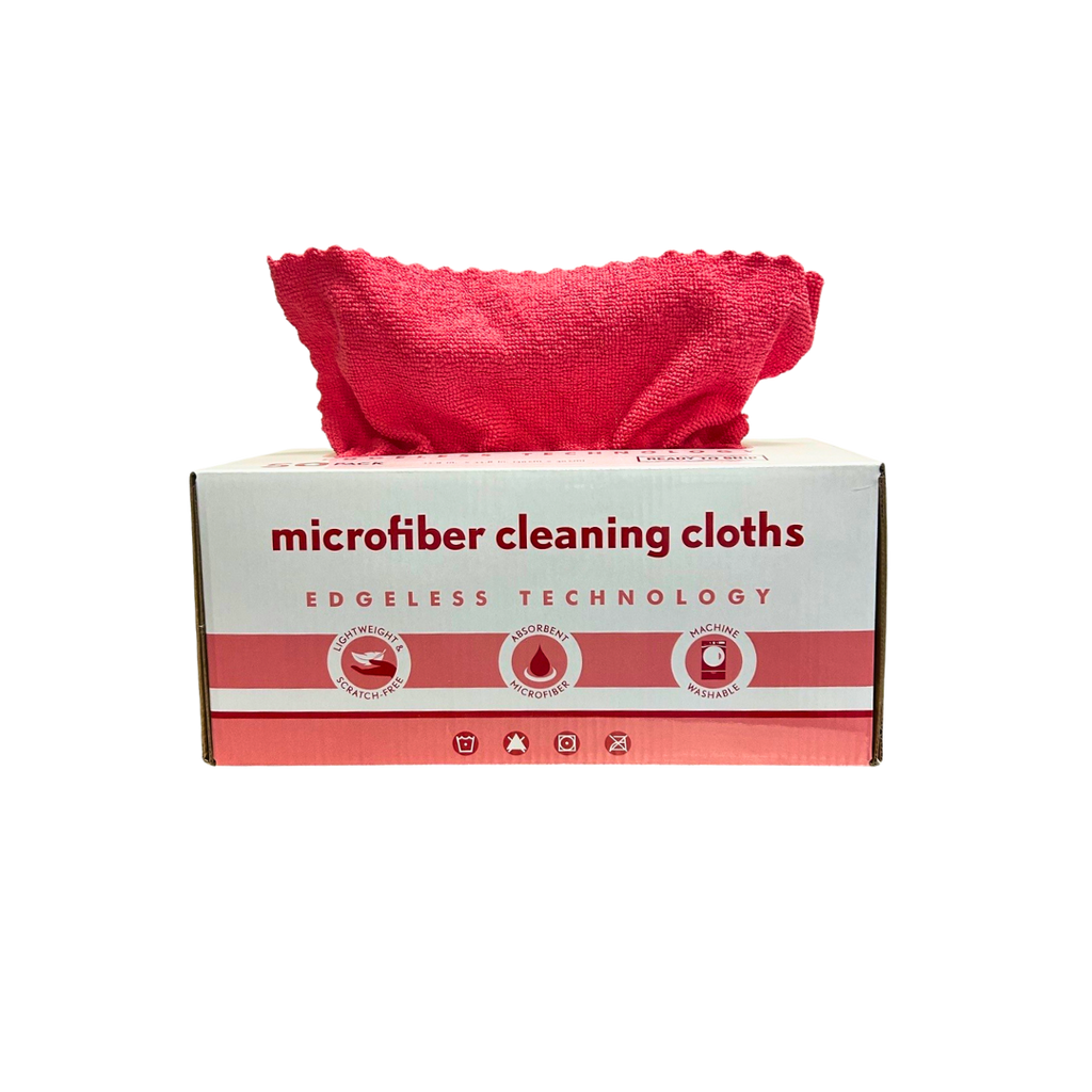 Disposable Red Microfiber Cloth - 12" x 12" - Box of 50