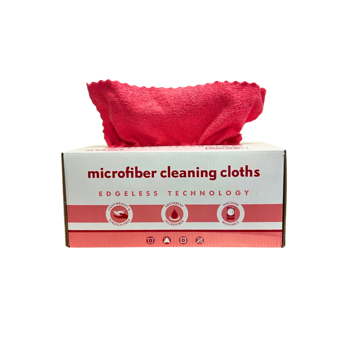 Disposable Red Microfiber Cloth - 12" x 12" - Box of 50