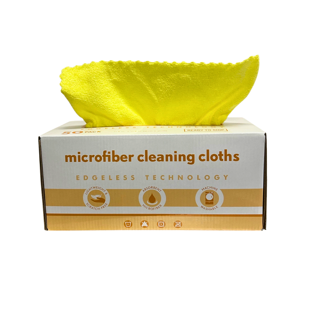 Disposable Yellow Microfiber Cloth - 12" x 12" - Box of 50