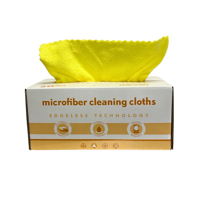 Disposable Yellow Microfiber Cloth - 12" x 12" - Box of 50