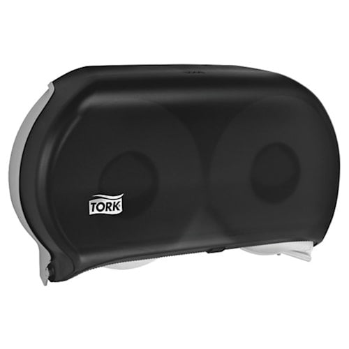 Tork - Twin Jumbo Bath Tissue Roll Dispenser - Smoke - 9"