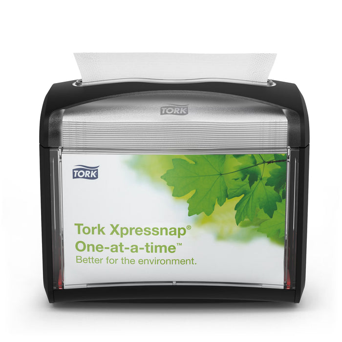 Tork Xpressnap -Tabletop Napkin Dispenser - Black - Clear