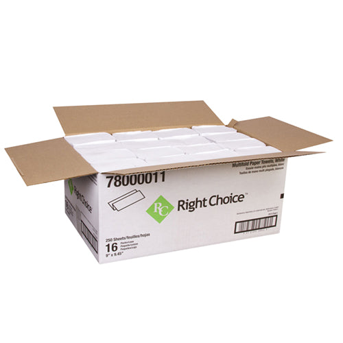 Right Choice Multifold Towel - 1-Ply - White - (16/CS)