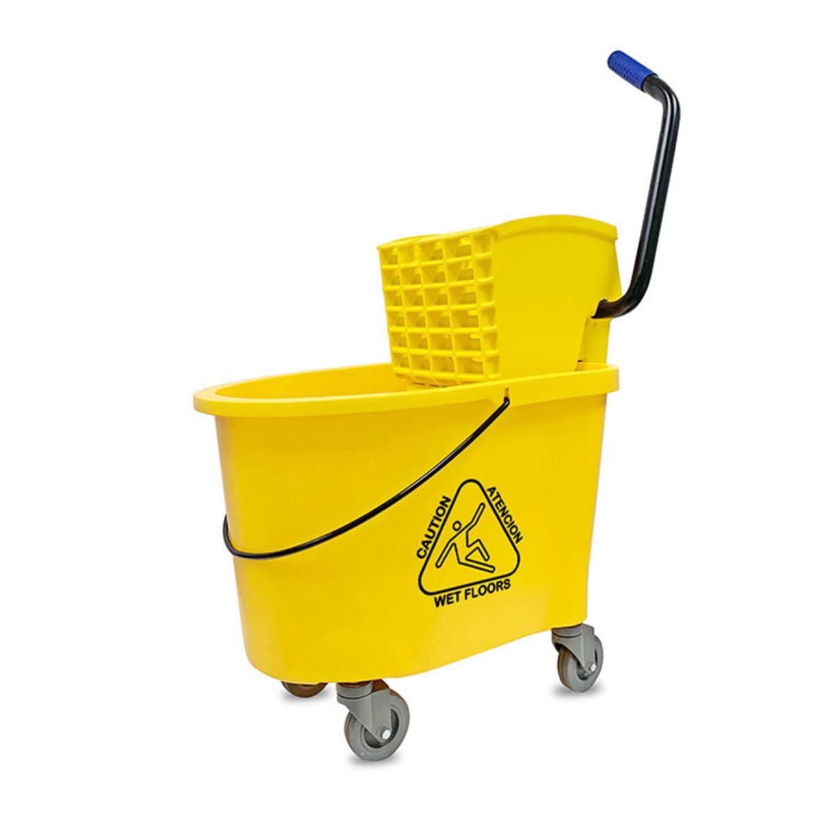 Yellow Single Cavity Mop Bucket with Side Press - 35 QT