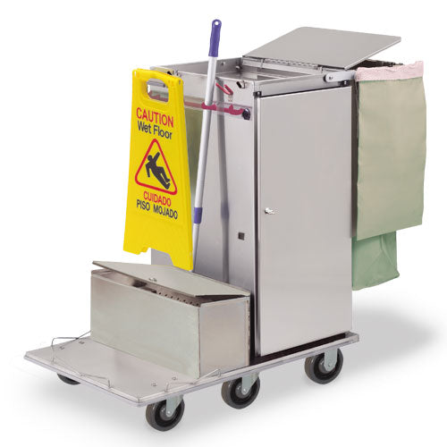 Stainless Steel Standard Folding Microfiber Cart with Single Locking Microfiber Tub