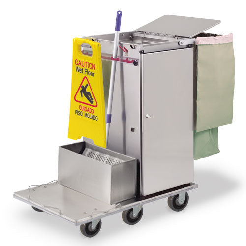 Stainless Steel Standard Folding Microfiber Cart with Single Microfiber Tub