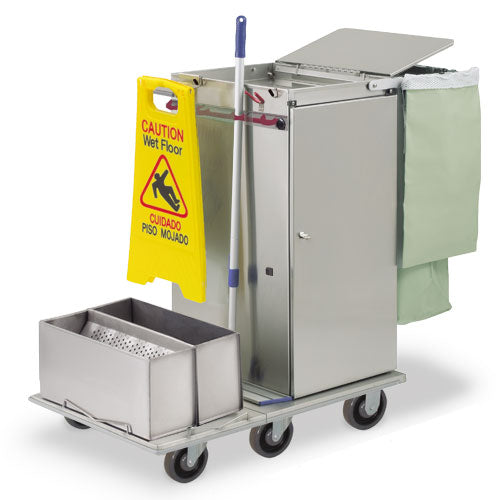 Stainless Steel Standard Folding Microfiber Cart with Double Microfiber Tubs