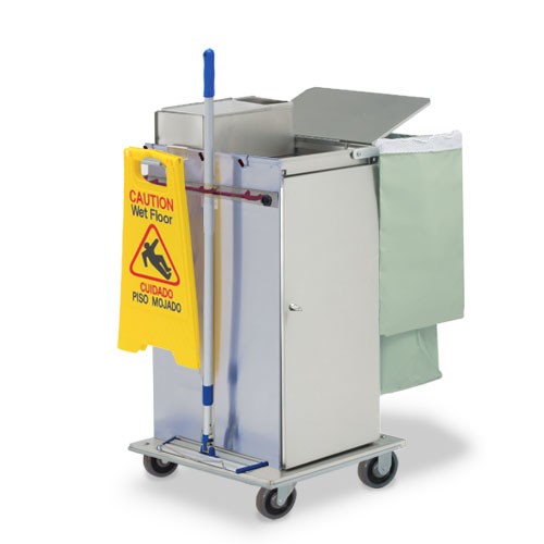 Stainless Steel Standard Short Platform Microfiber Cart with Microfiber Squeeze Bin
