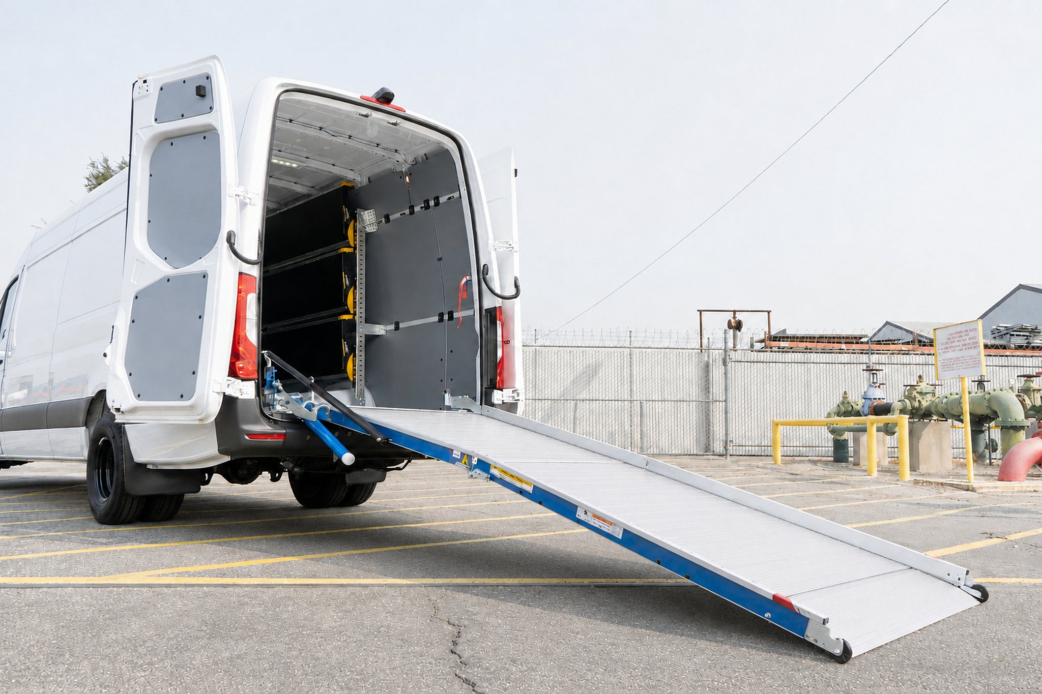 Light Plus series ramp, 47"x126", 1500 lbs capacity, Solid deck, Left-hand swivel