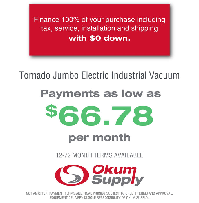 Tornado - Jumbo Electric Industrial Vacuum - 55 GAL - Showroom Demo Model | Financing Available