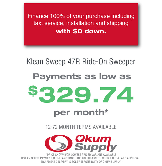 Kleen Sweep 47R Ride On Floor Sweeper - Large Area Vacuum | Financing Available
