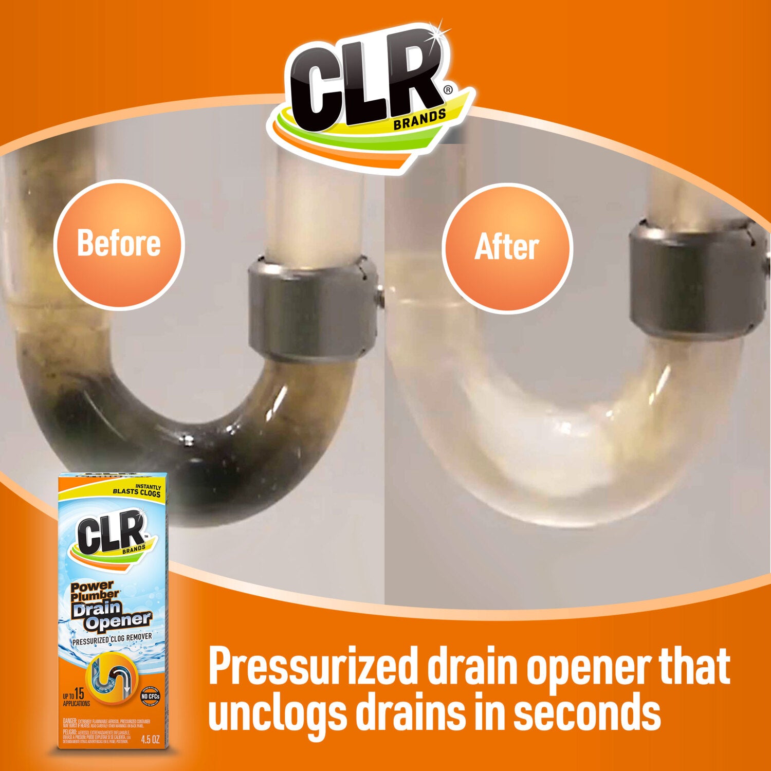 CLR Brands® Drain Opener | Chemical-Free Compressed Gas Drain Cleaner