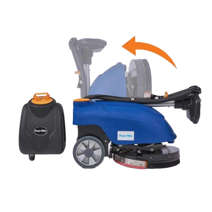 13" Compact Walk Behind Scrubber - AGM Batteries (Off-board charger, brush, pad and pad driver all included)
