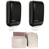 Mini-Fold Starter Pack - 2 Mini-Fold Dispensers and 6 Packs of Paper - Black Translucent