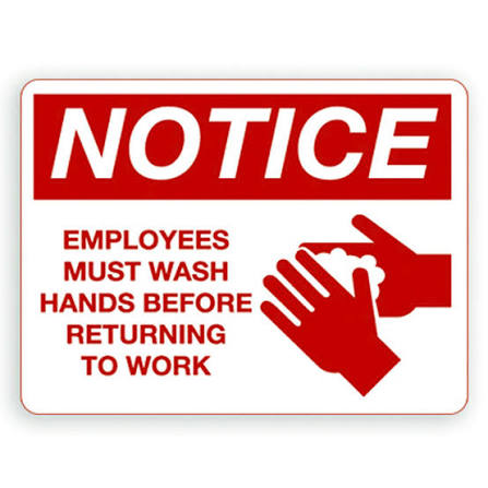 Employee Wash Hands Notice Sign - Various