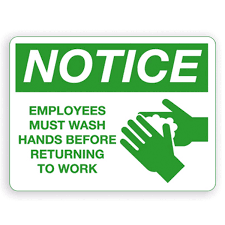 Employee Wash Hands Notice Sign - Various
