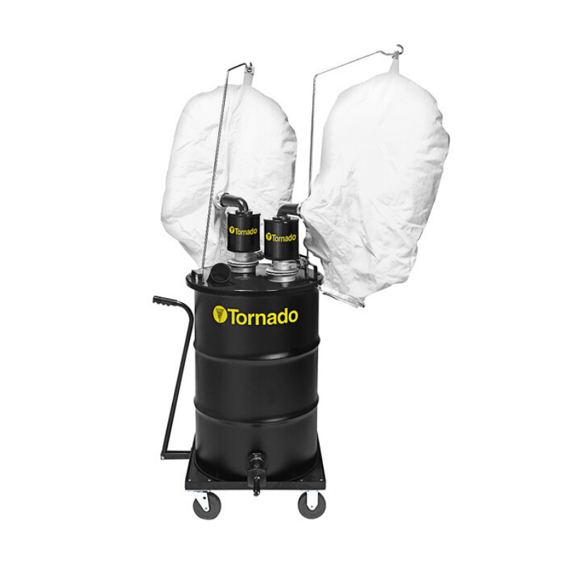 Jumbo Air Dual Venturi External Wet/Dry Vac - 55 GAL - Dual Air Venturi Vacuum Head - 50' Horizontal Reach - Unit Comes w/ Drum, Rod, Adapter, Dolly & Filter