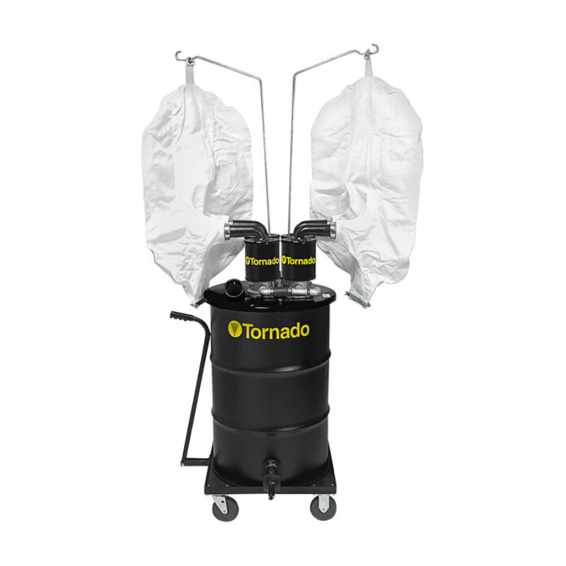 Jumbo Air Quad External Wet/Dry Vac - 55 GAL - Quad Air Venturi Vacuum Head - 100' Horizontal Reach - Unit Comes w/ Drum, Rod, Adapter, Dolly & Filter