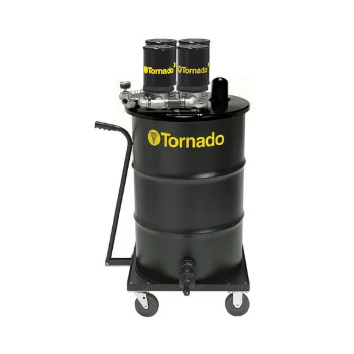 Jumbo Air Quad Venturi Wet Only Vac - 55 GAL - Quad Wet-Only Air Venturi Vacuum Head - 100' Horizontal Reach - Unit Comes w/ Drum, Rod, Adapter, Dolly & Filter