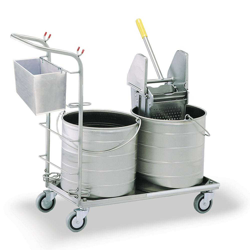 Stainless Steel #5 Round Double Bucket/Wringer Mopping Unit