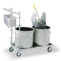 Stainless Steel #5 Round Double Bucket/Wringer Mopping Unit