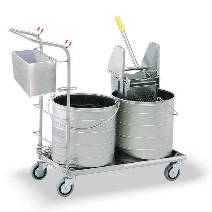 Stainless Steel #5 Round Double Bucket/Wringer Mopping Unit