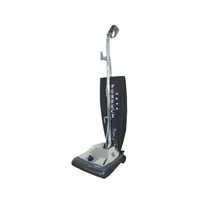 PERFECT COMMERCIAL HEPA 12" UPRIGHT VAC – 12" path, HD metal hood, ergonomic handle, super magnet, 50' Cord w/ quick release