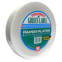 Green Label - Paper Plates - 9" - White - (12/100/CS)