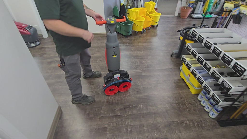 Upright floor scrubber
