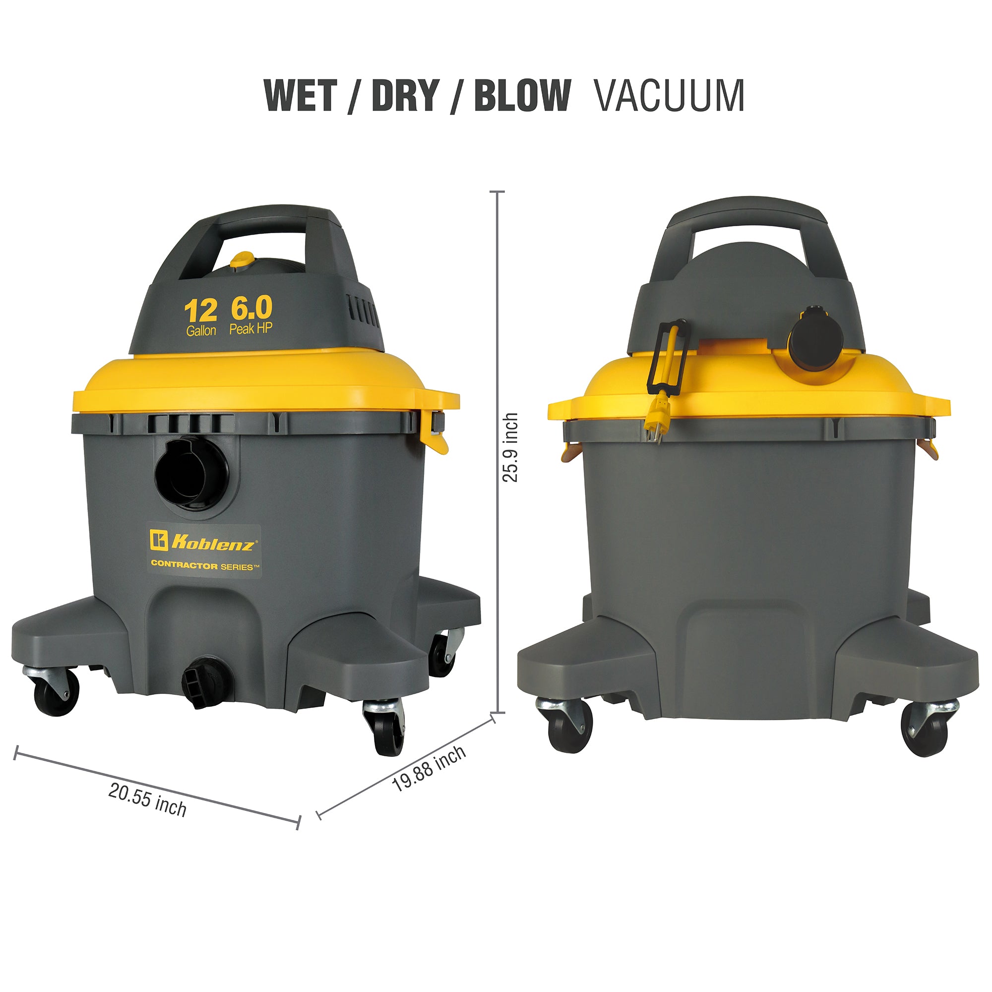 Contractor 6.0 Peak HP Wet Dry Blower Shop Vacuum - 12 GAL