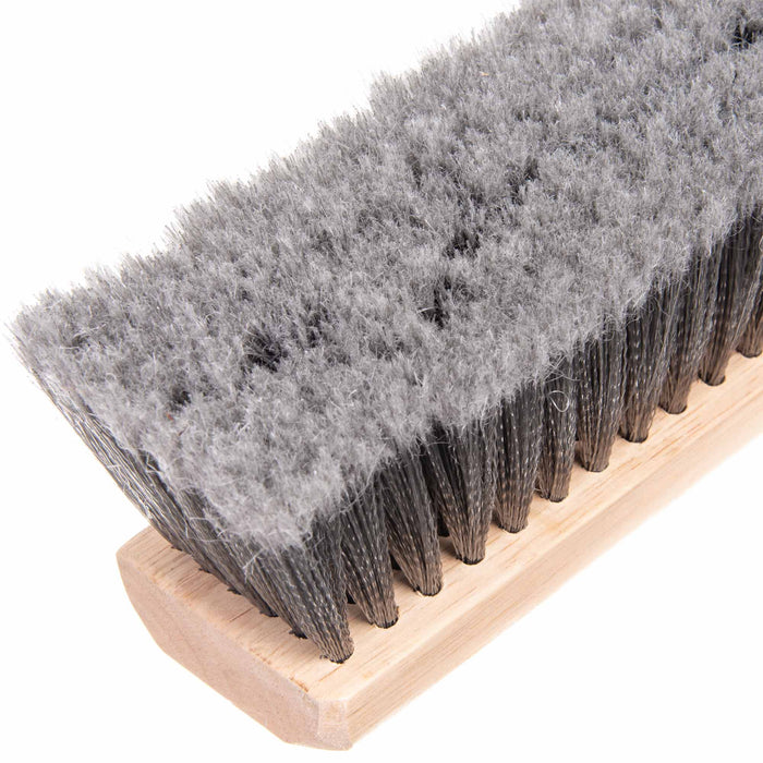 close up of Push Broom - Flagged - 36" - Wood Block - Gray