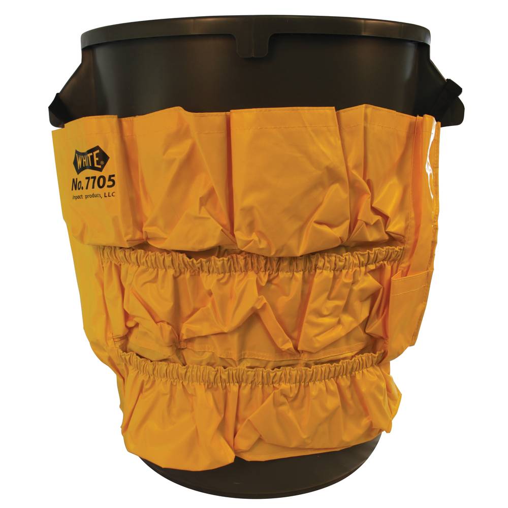 Gator Vinyl Caddy Bag in Yellow - on trash can