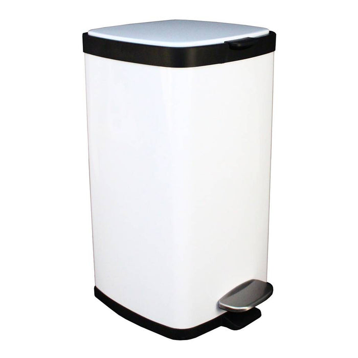 21 quart Step-on receptacle with plastic liner, in white