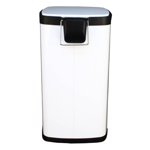 21 quart Step-on receptacle with plastic liner, in white, back view