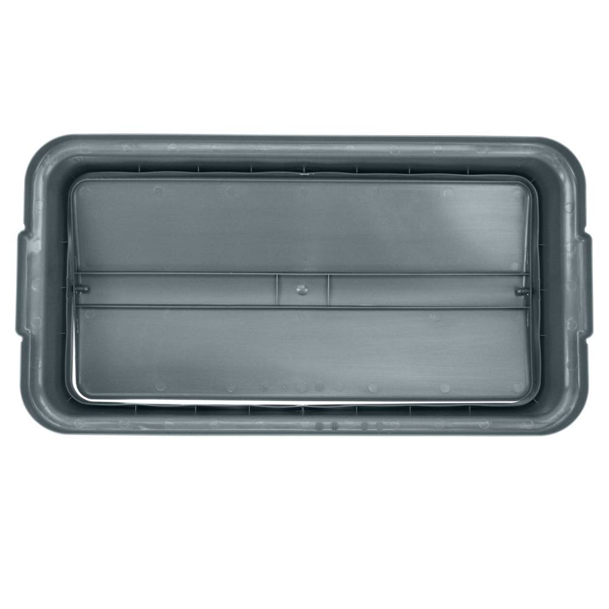 under side of Value Plus Slim Swing Lid for 23 Gallon Trash Can, In gray