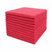 stack of red Tricol Clean Everplush Commercial Grade 16 inch Microfiber Cleaning Cloths