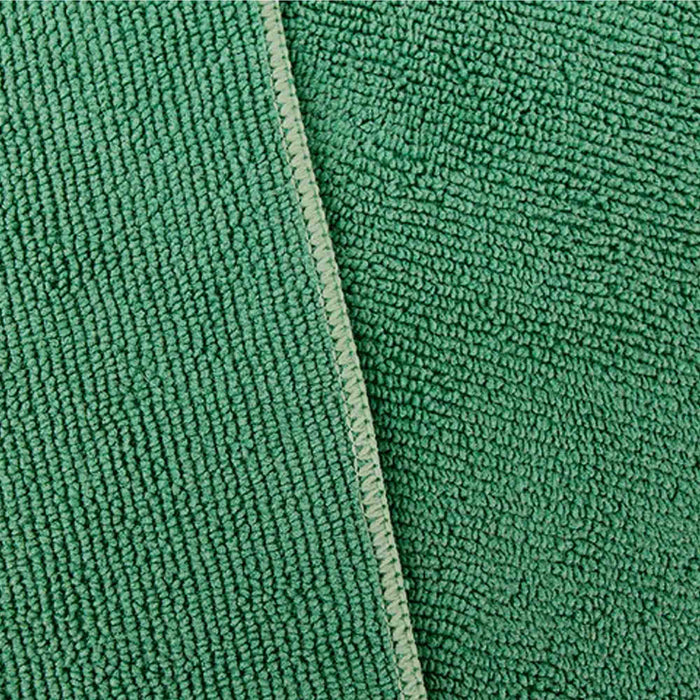 close up of green Tricol Clean Everplush Commercial Grade 16 inch Microfiber Cleaning Cloth