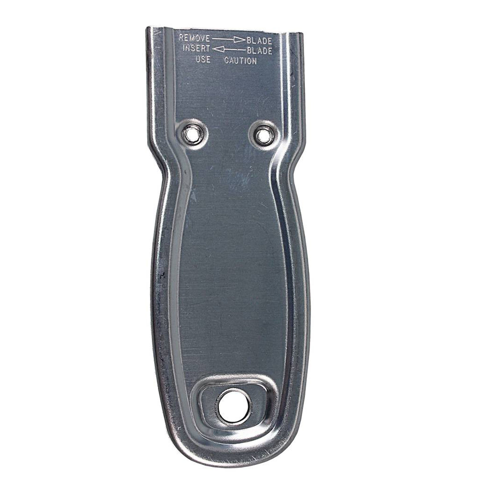 backside of Silver Safety Scraper for Flat Blade