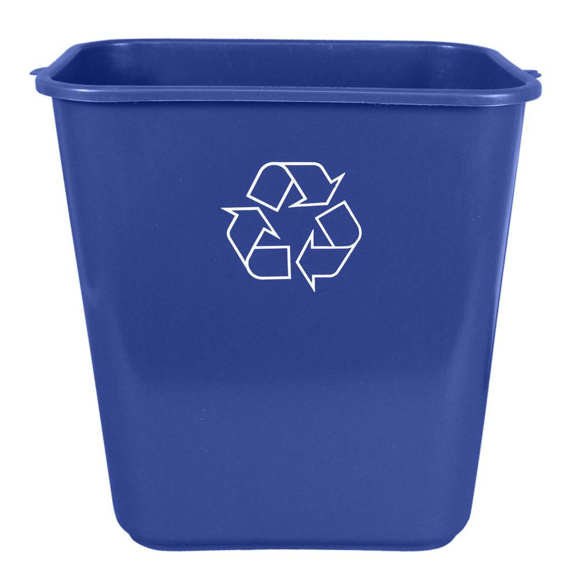 Blue Plastic Soft Sided Waste Basket with Recycle Logo