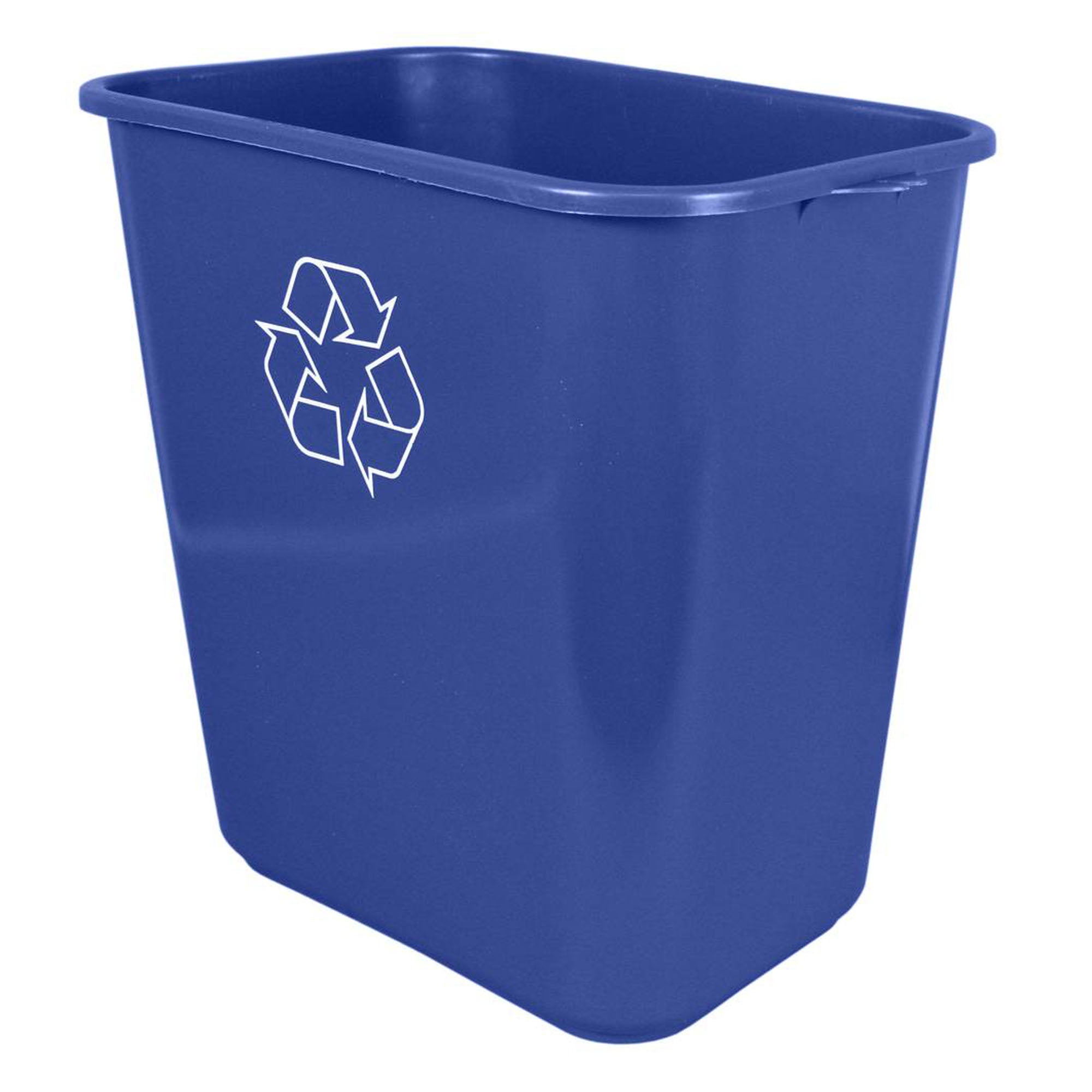 Blue Plastic Soft Sided Waste Basket with Recycle Logo