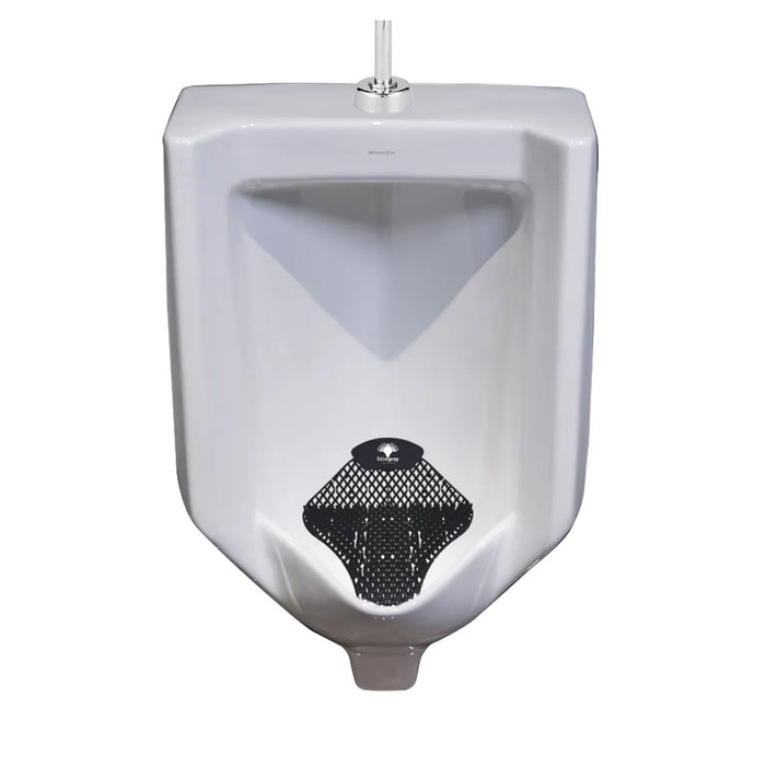 WizKid Products Stringray Black Urinal Screen pictured in urinal, Black Forest Scent