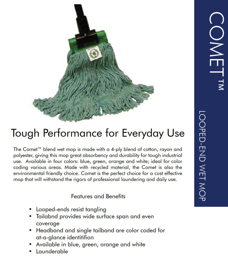 Looped-End Comet Blend Wet Mop - Medium - 4-Ply Colored Yarn - 5" Headband -  (Multiple Colors)