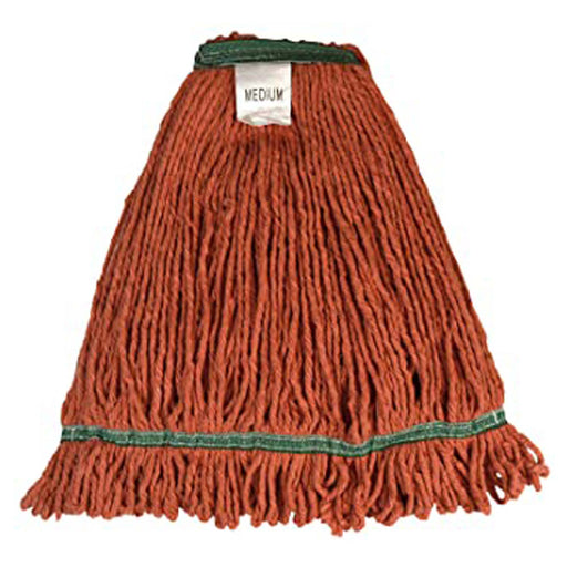 Golden Star Looped End Comet Blend Wet Mop, Medium, 4 Ply Yarn, 5 inch head band, pictured in orange