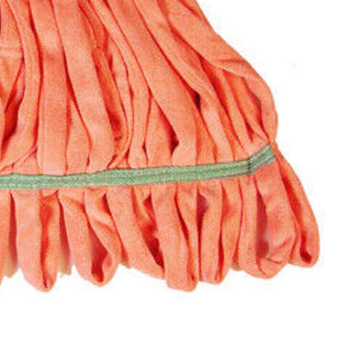 close up of Golden Star relintless microfiber tube traditonal wet mop, orange