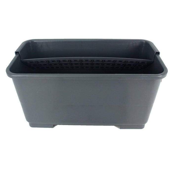 6 Gallon Top Down Charging Bucket with Strainer, pictured in Gray